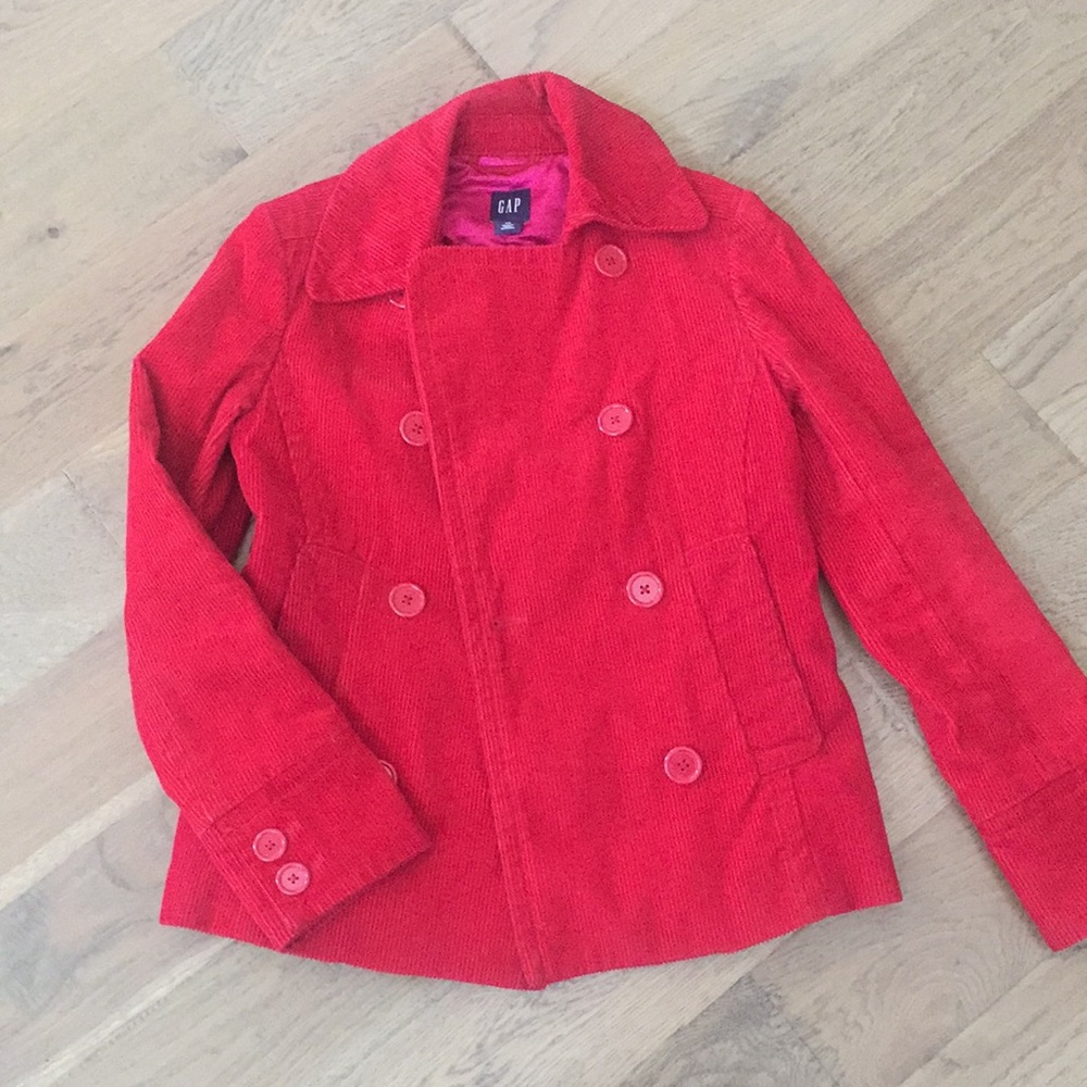COPY - Red Corduroy Gap Pea Coat